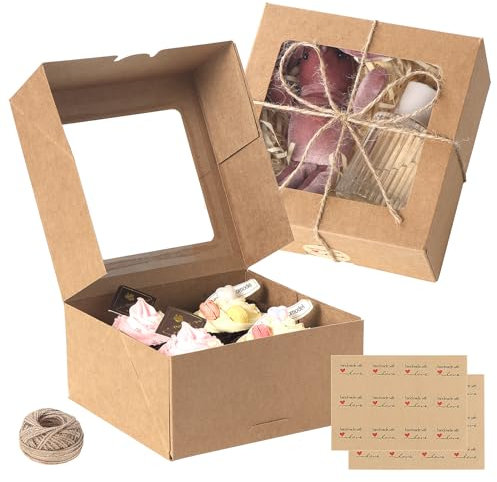 TsunNee 20 Stück Falten Kostenlose Cupcake-Boxen 4-Loch mit herausnehmbaren Einsätzen, DIY-Handwerk Geschenk-Boxen Papier Bäckerei Boxen behandeln Boxen für Haus Bäcker Hochzeit Geburtstag Weihnachten