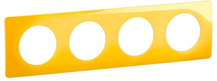 LEGRAND - Plaque Céliane - Plaque de Finition pour Prises et Interrupteurs Céliane - 4 postes - Jaune safran