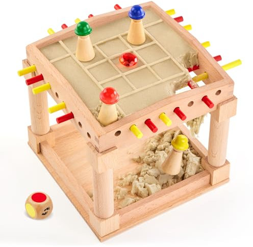 Montessori Spielzeug ab 3 4 Jahre, Treibsand Spiel, Kinderspiel des Jahres Würfelspiele aus Holz 2-4 Spieler Gesellschaftsspiele Brettspiel für Kinder ab 3 4 5 6 Jahren