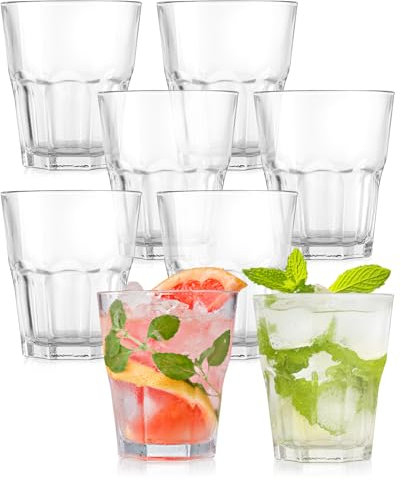 SHAIDOJIO 8Pièce 210ml Acrylique Verre a Eau, Incassables Acrylique Verre à Eau, Premium Verre eau Empilables pour Jus Rouleau Famille Dîner Maison Pique-Nique Camping