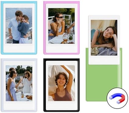 HIYQIN 5 Pack Magnetic Photo Frames for Instax Mini Film, 2x3 Picture Frames Refrigerator Magnet Frames Fits for Fujifilm Instax Mini LiPlay 12 11 9 8 99 70 50 40 SE EVO