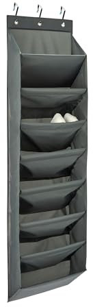 Amazon Basics Organizer per scarpe da appendere alla porta, con 8 ripiani, grande, grigio antracite