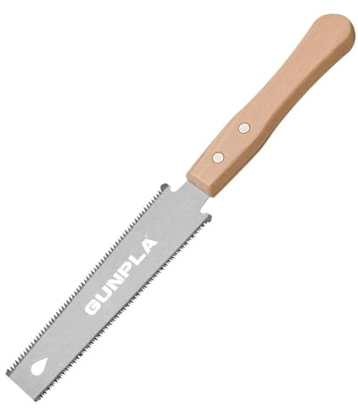 Gunpla Handsaw Heavy Duty 11/17 TPI Double Edge Flexible Wood Cutting SK5 Steel Tool, Precision Control Ergonomic Nonslip Woodworking Pull Hand Saw for Crafting Carpentry Trim DIY Cuts Saw