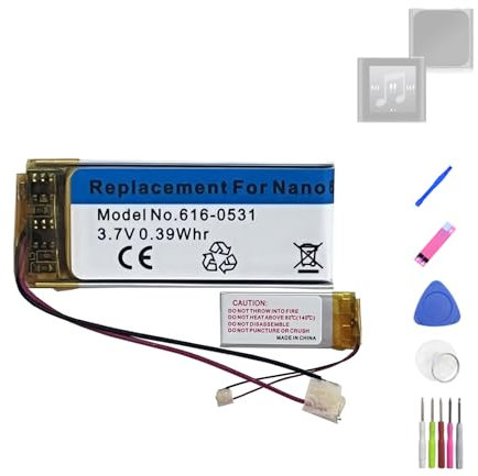 HIGHAKKU 616-0531 616-0532 - Batería de repuesto compatible con i-Pod Nano 6 Gen. A1366 MP3/MP4 reproductor de música con herramientas