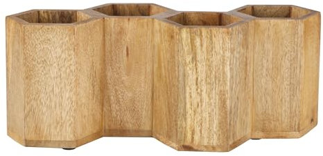 Gourmet Basics by Mikasa Hex Wooden Flatware Storage Caddy, 13x5.25x5 Inch, Brown