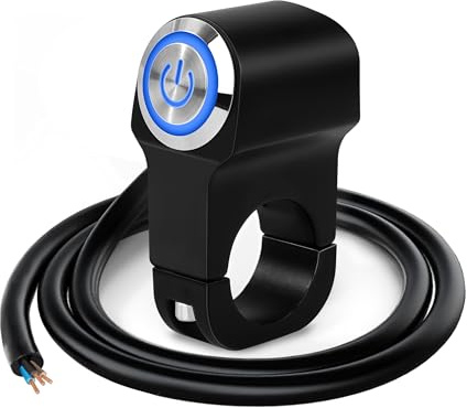 Tunejoy Interruttore Manubrio Moto da 22mm Interruttore a Pulsante per ATV 12V con Blu Luce e Icona Autobloccante per Faro Fari Fendinebbia