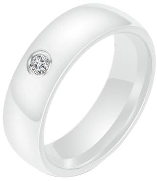 Skcess Ringe Männer Keramik, Verlobungsring Damen 6-mm-Ring mit Zirkonia Ring