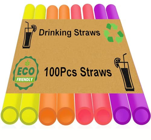 100 Harte Strohhalme,Party-Trinkhalme,100 Stück, Wiederverwendbare Strohhalme für Party,Geburtstag,Hochzeit, Harte Trinkhalme für Smoothies,Saft,Cocktail(100)