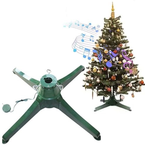 Elektrischer drehbarer Weihnachtsbaumständer mit Hirschlaterne und Musik, Fernbedienung, passend für bis zu 2,4 m Bäume, Urlaubsdekoration für Zuhause und Büro