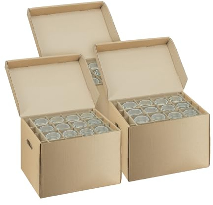 IMBALLAGGI 2000-3 Scatole Trasloco 40x30x30, Scatole Cartone con Coperchio e Divisori per Trasporto 24 Porta Bicchieri o 12 Calici Fino 5kg, Scatoloni per Trasloco 100% Eco Doppio Strato Rinforzato