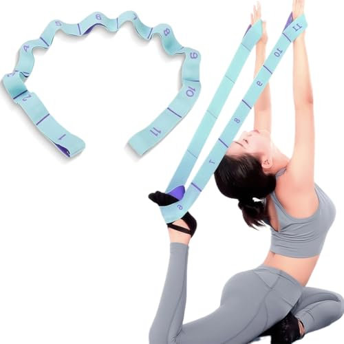 Fascia Elastica Fitness, Cinghia di Yoga con 11 Fisso Loop, Fascia Yoga, Yoga Stretching Band, Elastico Fasce di Resistenza per Yoga, Pilates, Fitness, Stretching, Allenamento, Danza
