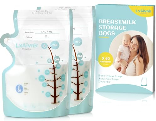 Sac de stockage de lait maternel détectant la température de 60pcs - 8oz (250ml), sacs de stockage de lait maternel sans fuite, design fin et résistant, sacs pour lait maternel essentiels