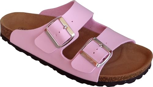 BIO Menphis Sandalo donna due fibbia laterali e suola in Sughero 4061 - Leggero e Confortevole - ROSA 38