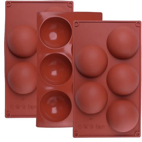 3 Pièces 5 Cavités Moule Silicone, Moule en Moule Demi Sphere Extra-large à 5 Sphères Semi-sphérique, Moule en Forme de Boule Pour Boule de Chocolat, Mousse en Dôme, Bonbon, Pudding