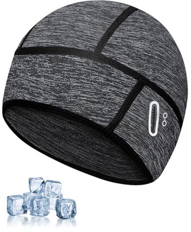 Kiiwah Bonnet sous Casque Vélo, Élastique Bonnet Running, Bonnets de Cyclisme sous Casque avec Trou Lunettes, Bonnet Sport Respirant en Soie Glacée Été, Bonnet de Vélo pour Hommes Femmes