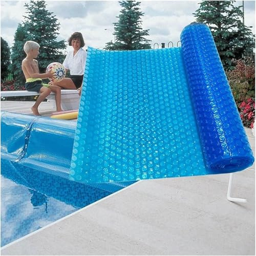 MRVAKDYDI Stainless Steel Bull-Nose External Vent, Pool Cover Insulation Film Blue Multiple Sizes for Above Ground Inground Pools Hot Tub(5m x 10m (16ftx33ft))