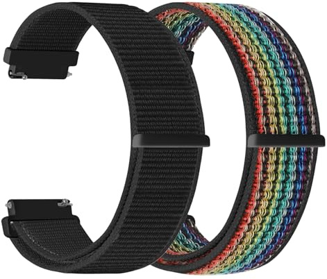 2 Piezas Correas de Nailon de 22mm Compatibles con Amazfit Bip 6/Bip 5, Amazfit GTR 4/3/2, Correas de Liberación Rápida para Garmin Venu 3/2/Vivoactive 4 45mm, Redmi Watch 5 Active/Lite