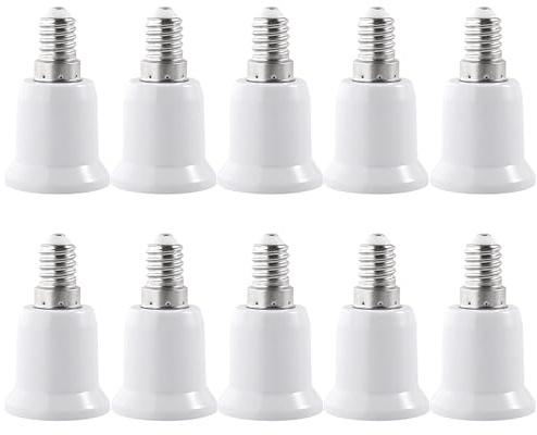 BEELUKY E14 auf E27 Adapter, Sockelkonverter, 10 Stück, Weiß | Adapter E14 auf E27, Kleine Edison Schraube zu Große Schraube, Für LED-Lampen, Glühbirnen, Halogen, CFL-Lampen