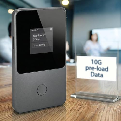 Global Pocket WiFi Hotspot – Nessuna SIM, funziona in oltre 200 paesi, 10 GB precaricato, collega 8 dispositivi, hotspot portatile portatile 4G LTE router da viaggio