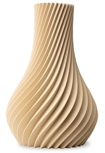 NATUMO Design 3D Vase Kunststoff „Pirum“– bruchsichere Blumenvase modern, Deko Vase mit skulpturaler Form (Beige, 18 cm)