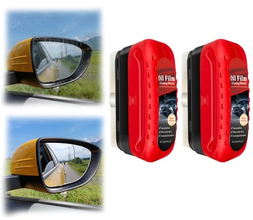 2PC Automotive Windshield Cleaner Set - Oil Film Removal Brush & Anti-Fog Rain Repellent Glass Cleaning Board for Car Windows, Ensures Crystal Clear Visibility in All Weather Conditions