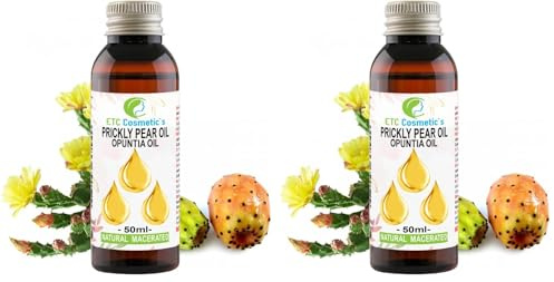 Olio di Fico d'India (Opuntia oil) - 50 ml – Antietà, Riparatore, Nutriente, Idratante, 100% Naturale (Confezione da 2)