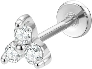 Homxi Nasenringe Nasenpiercing Silber 16 Gauge (1.2x8mm), Blätter mit Zirkonia, Edelstahl Nasenpiercing Ring Männer