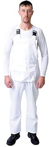 Roadmaster Bib and Brace Dungaree Overalls Painters Suit for Decorators Builders, White, L