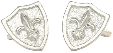 Boutons de Manchette Bouclier avec Fleur de Lys - Faits à la Main en Etain - Fabrication Française