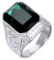 PAURO Herren Edelstahl Jahrgang Hochzeit Versprechen Smaragd Ring mit Großem Stein Silber Grün Größe 70 (22.3)