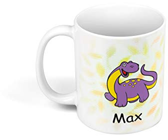 Sunnywall Personalisierte Kinder-Tasse aus Kunststoff mit Namen Riesige Auswahl an Motiven bruchsicher (Dinosaurier 07)