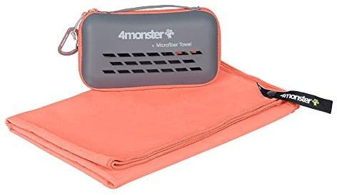 4Monster Microfibre Travel Towel - Quick Dry, Lightweight, Ultra Soft, Super Absorbent Compact Camping Towel for Sports, Gym, Beach, Camping, Yoga, Swimming, Hiking