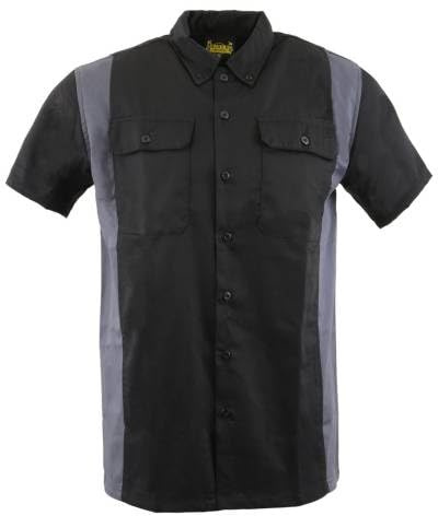 Milwaukee Leather MDM11674 Men’s Black-Grey Button-Up Heavy-Duty Work Shirt - Classic Mechanic Shirt w/Pockets - X-Large