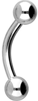 PIERCINGLINE Titan Bauchnabelpiercing BANANE Gewinde Piercing Ohr Bauch Auge Lippe Silberfarben 1,2 x 10 mm