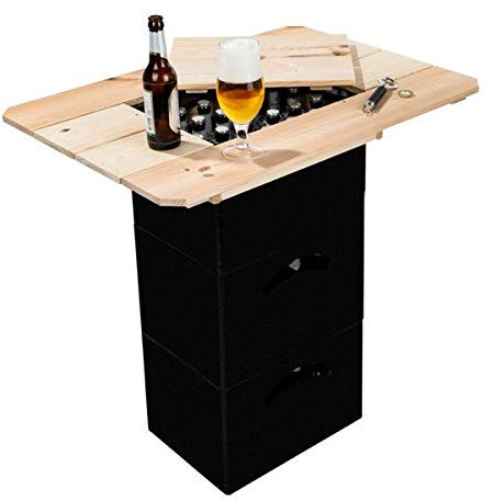 Gravidus Bierkasten Holztisch Tischaufsatz mit Deckel Kiefernholz Bierkastenaufsatz