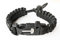 WIKA Survival Armband, Paracord, Feuerstein, Schaber, Signalpfeife, größenverstellbar (Schwarz)