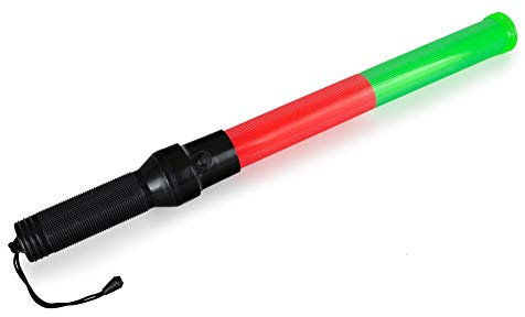 Stagecaptain ES-5422 Marshal Einweisstab - Signal-Leuchtstab mit LED-Licht - für Verkehrsregelung - 2 Farben (rot und grün) mit Dauerlicht und abwechselndem Blinken - bis zu 36 Stunden Betriebsdauer