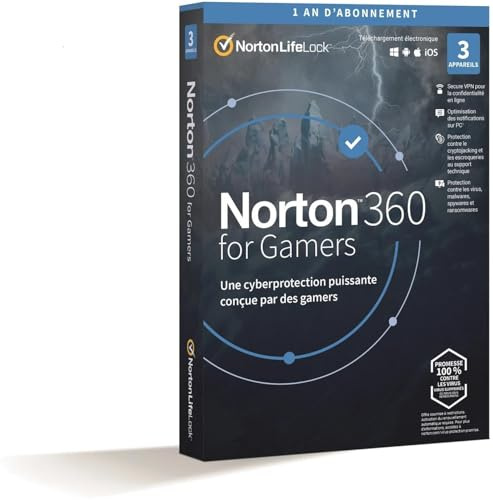 Norton 360 for Gamers 2024 | 3 Appareils | Cyberprotection puissante optimisée pour les gamers | Antivirus, Gestion Mots de Passe, Protection Webcam, VPN, Stockage Cloud | 1 An | PC/Mac/Android/iOS