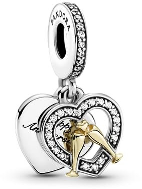 PANDORA Zweifarbiger Jahrestag Charm-Anhänger in Sterling-Silber und 14 Karat Gold mit Cubic Zirkonia Moments Collection
