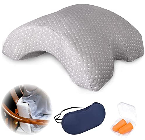 ALEVMOOM Paarkissen, Armkissen, Kuschelkissen mit Loch, Nackenkissen für Paare, Memory-Schaum, U-förmig, für Seitenschläfer, Büro, Ruhekissen (komplett grau)