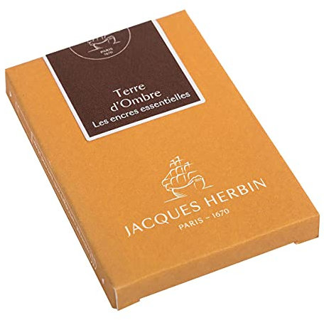 J.Herbin 11047JT - Packung mit 7 großen Tintenpatronen Essentielles, internationale Größe 1,35ml, ideal für Füllfederhalter und Tintenroller, Braun, 1 Pack