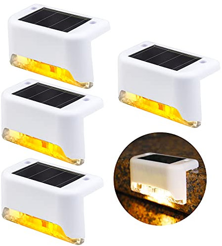 4Pack Luci Solari Gradini Scale Esterne Bianco Caldo Led Segnapasso Luce per Sentieri, Luci Ricaricabile Solare Esterno Giardino Segnapassi per Recinzioni ringhiera terrazzo vialetto illuminazione