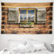 ABAKUHAUS Rustikal Wandteppich und Tagesdecke, Blick vom Berghütte aus Weiches Mikrofaser Stoff Waschbar ohne Verblassen Digitaldruck, 230 x 140 cm, Braun Grün