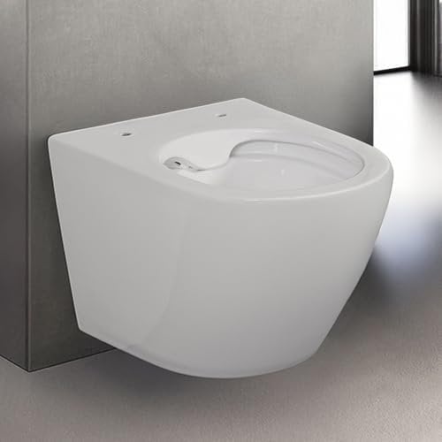 Water Sospeso Rimless salvaspazio, design moderno in ceramica bianca serie Tokyo