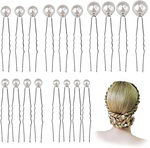 18 Stück Hochzeit Perlen Haarnadeln, Brautperlen Haarnadeln,Perlenhaarnadel Hochzeitsperlen Haarnadeln U-Form Brautperlen Haarnadeln Haarschmuck für Brautfrisur und Brautjungfernfrisur