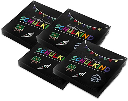 itenga Servietten Endlich Schulkind 30 x 30 cm 3-lagig 80 Stück für Einschulung Schulanfang 3lagig