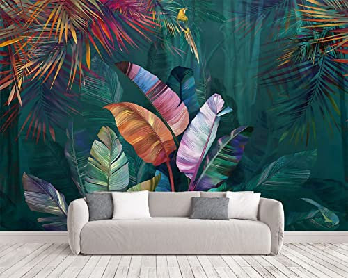 MUNXIN WALLPAPER Papier Peint Panoramique Feuille De Bananier Colorée Poster Tapisserie Mural Personnalisé 3D Pour Salon Chambre Décoration Murale