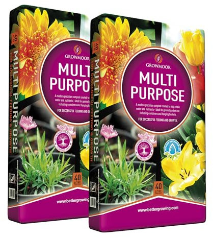 2 x 40L Growmoor Plant Care Compost Basket Soil Pot Garden Borders Multi Purpose
