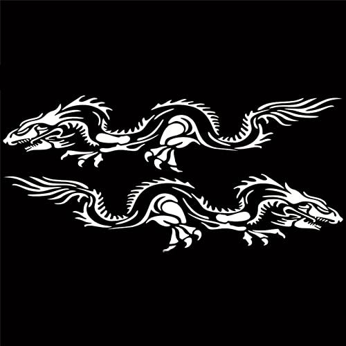 Asudaro 180cmx40cm wasserdichte Motorhaube Aufkleber Lustiger Drache Totem Kopf Auto Aufkleber Auto Fenster Karosserie Aufkleber Tier Emblem Sticker Auto Styling Dekoration Aufkleber,Weiß