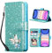 UEEBAI Wallet Case for iPhone 11 6.1 inch, Premium Sparkly Glitter PU Leather Phone Case Card Slots Kickstand Case Magnetic Closure Bling Case Shiny Flip Cover with Wrist Strap - Mint Green